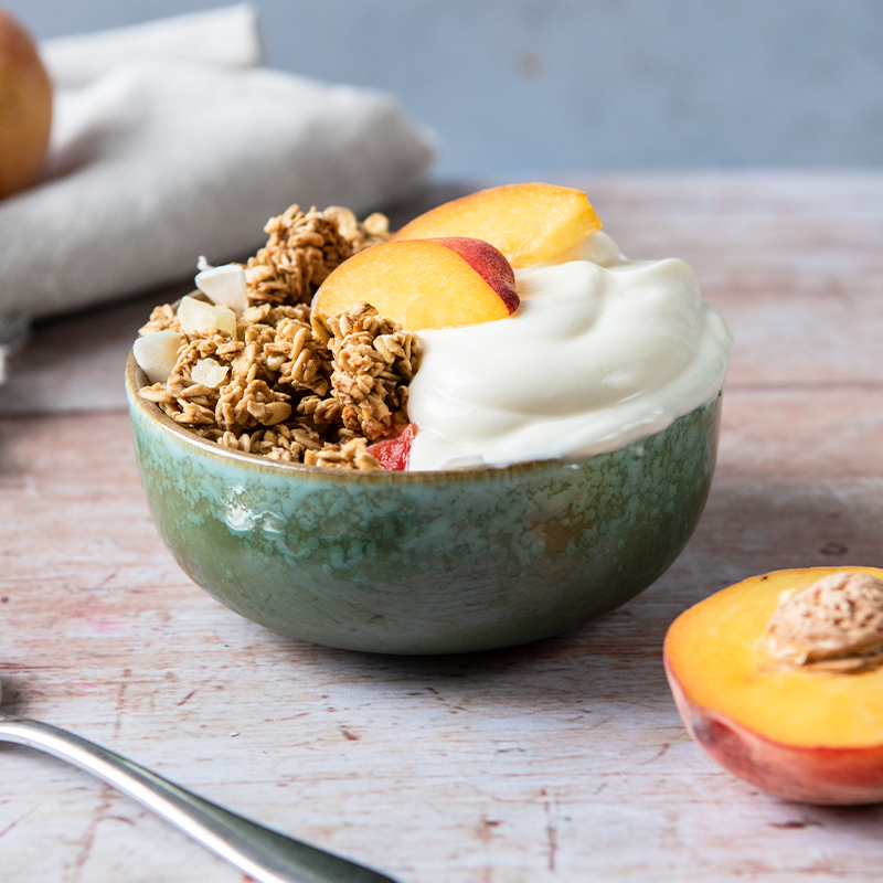 Granola with Yogurt and Peach